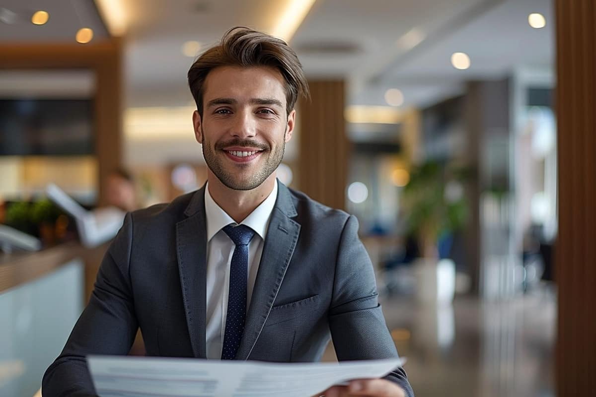 Bureau d’une entreprise de services à domicile avec factures et terminal de paiement