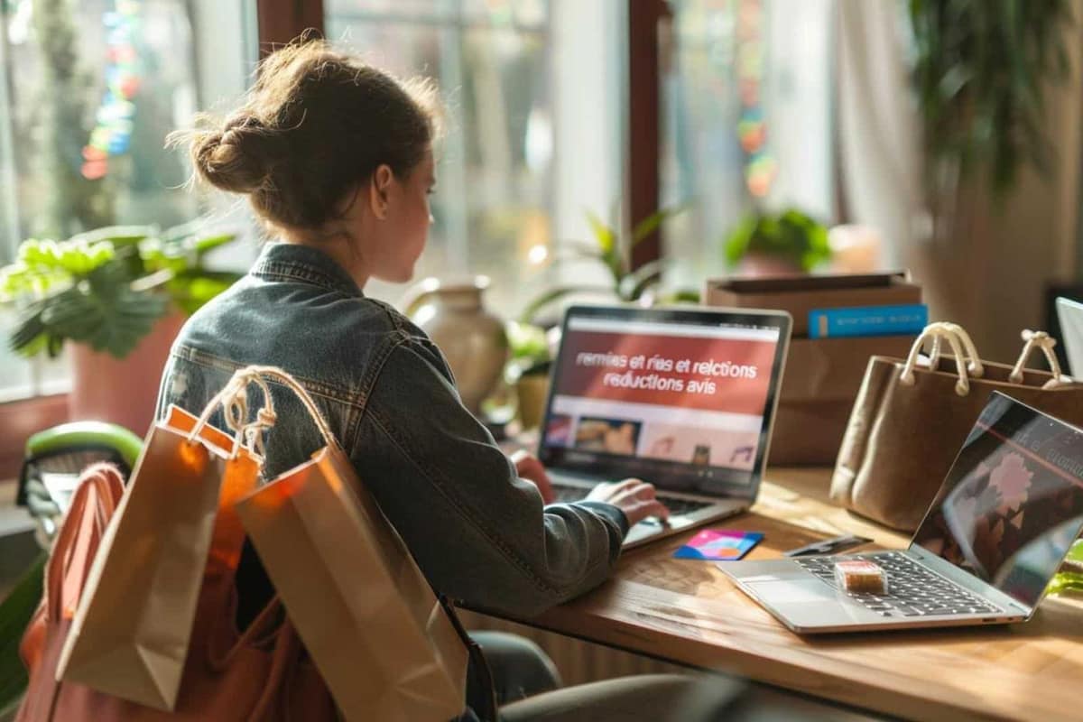 Ordinateur, smartphone et carnet de budget pour comparer des achats en ligne