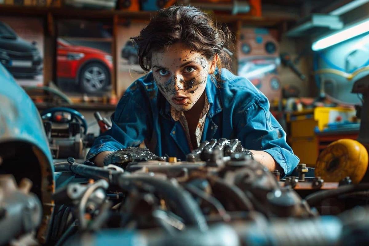 Contrôle du niveau d’huile d’une voiture dans un garage indépendant