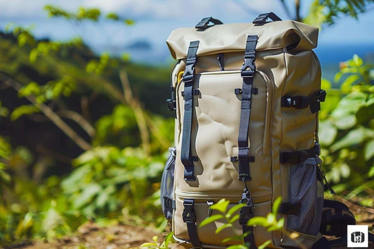 Sac à dos de voyage ouvert avec rangements et ceinture ventrale rembourrée