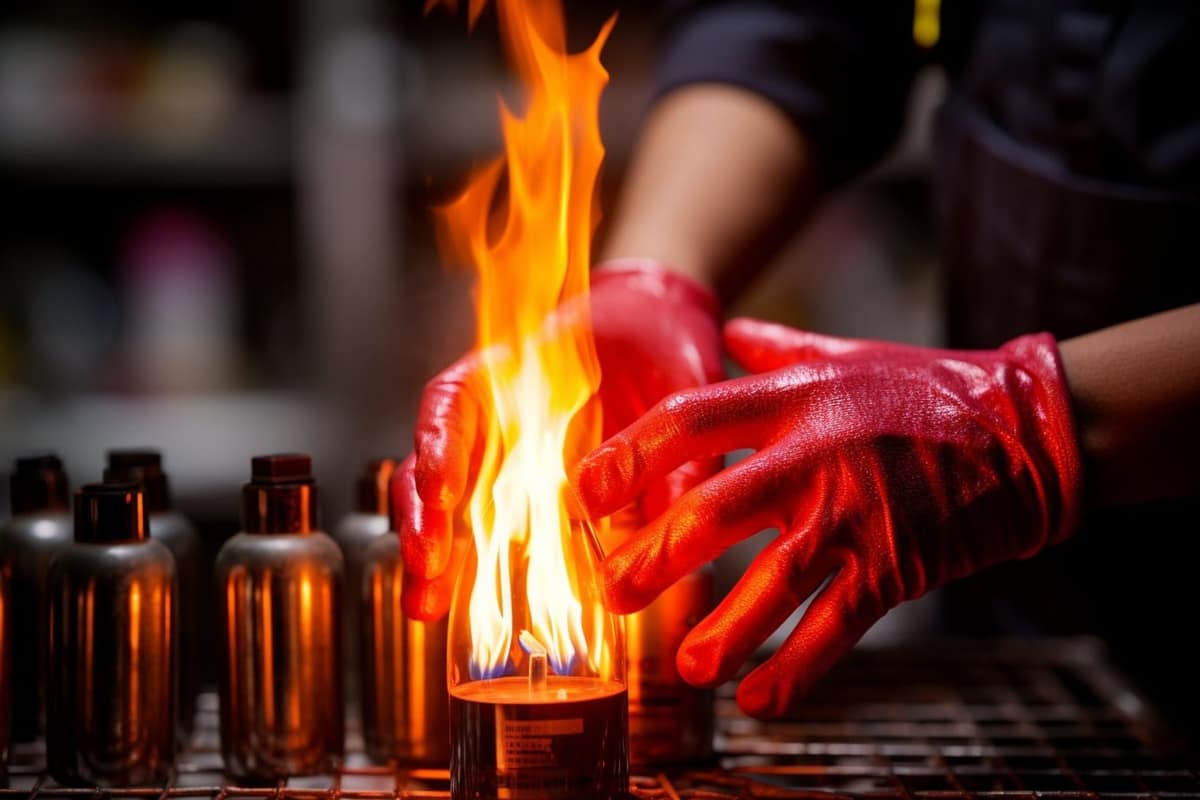 Extincteur portatif fixé près de la sortie d’une cuisine d’appartement