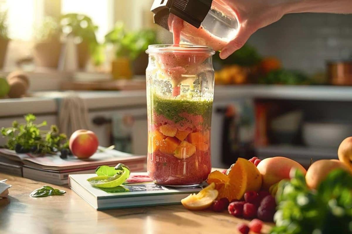 Banane et fraises écrasées à la fourchette pour smoothie maison sans mixeur