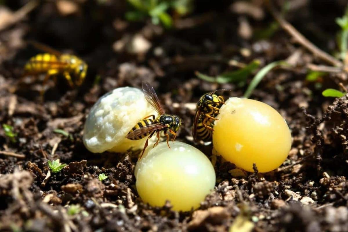 Cartes de trichogrammes posées dans un placard de cuisine avec bocaux hermétiques