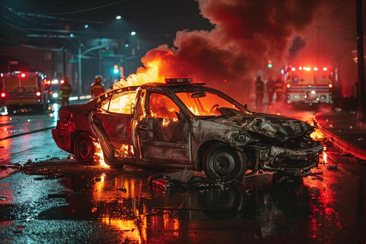 Voiture arrêtée sur le bas-côté avec fumée légère sous le capot