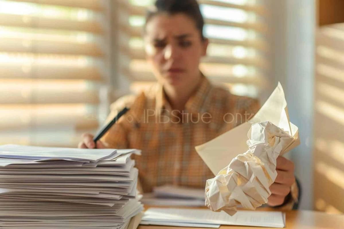 Lettre de résiliation, contrat et enveloppe sur un bureau lumineux