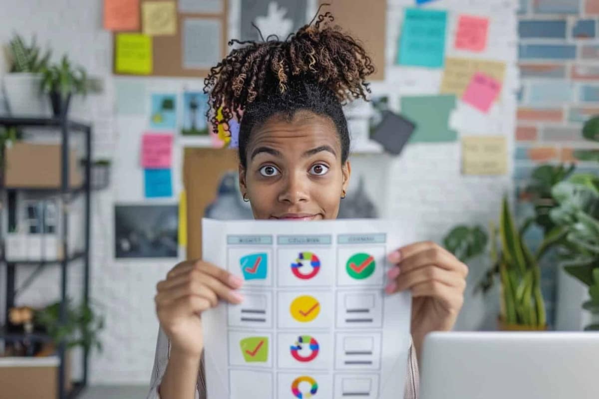 Carnet de compétences, ordinateur et planning sur un bureau lumineux