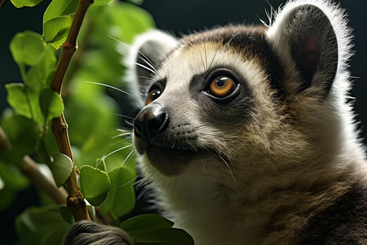 Maki catta posé sur un rocher dans une forêt sèche malgache