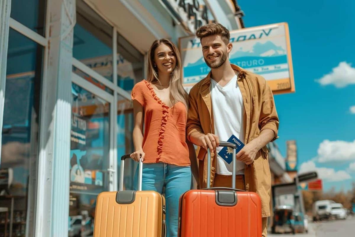 Valise ouverte et organisée avec vêtements et accessoires de voyage sur une table
