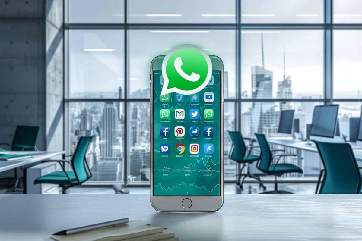Smartphone et carnet organisant des contacts professionnels sur un bureau lumineux